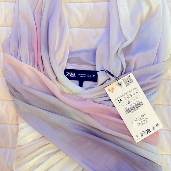 Zara - draped printed tulle dress, pastel, size M NWT - Picture 2 of 3